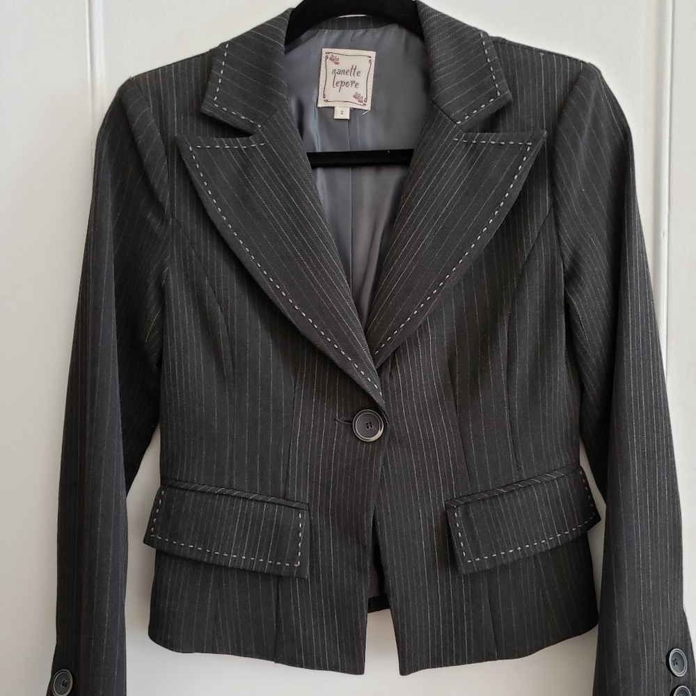 Nanette Lepore Gray Pinstripe jacket